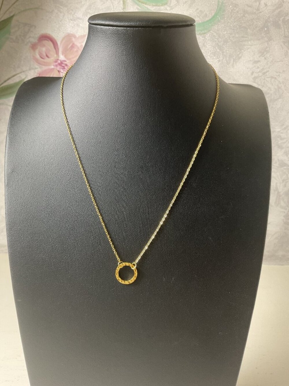 Gold Hammered Open Circle Necklace Dainty Minimalist Eternity Pendant Charm Boho